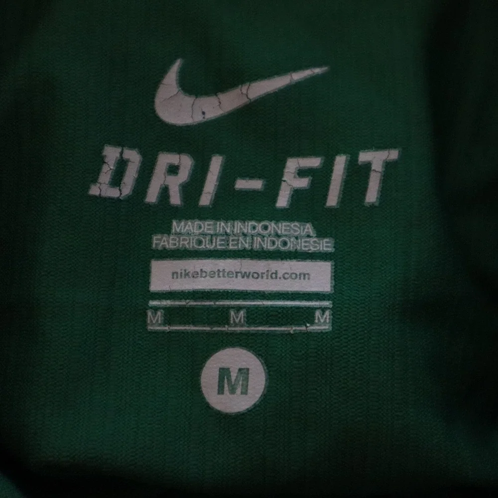 Nike Polo Shirt‎ Mens Medium Dri-Fit Performance Golf Green Striped Short Sleeve